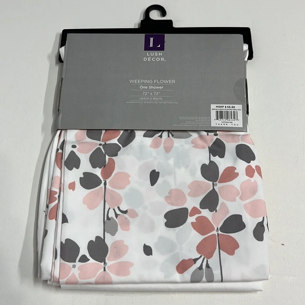 NWT-Lush Decor Weeping Flower. Shower Curtain.72 inches length x 72 inches wide.